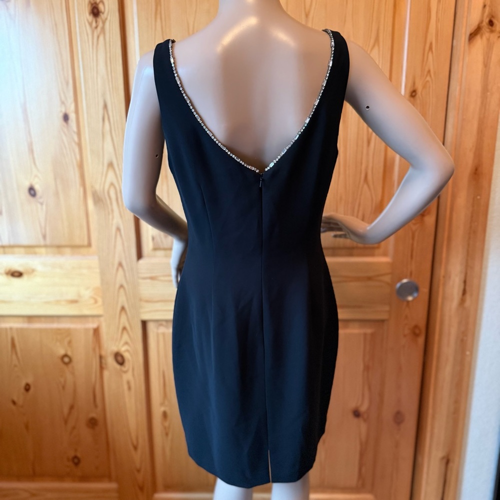 Vintage Andrea Pollizzi for Rex Lester Black Cocktail Dress 8 Rhinestone Neck - Picture 7 of 13